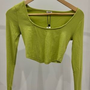 Lime green long sleeve corset top